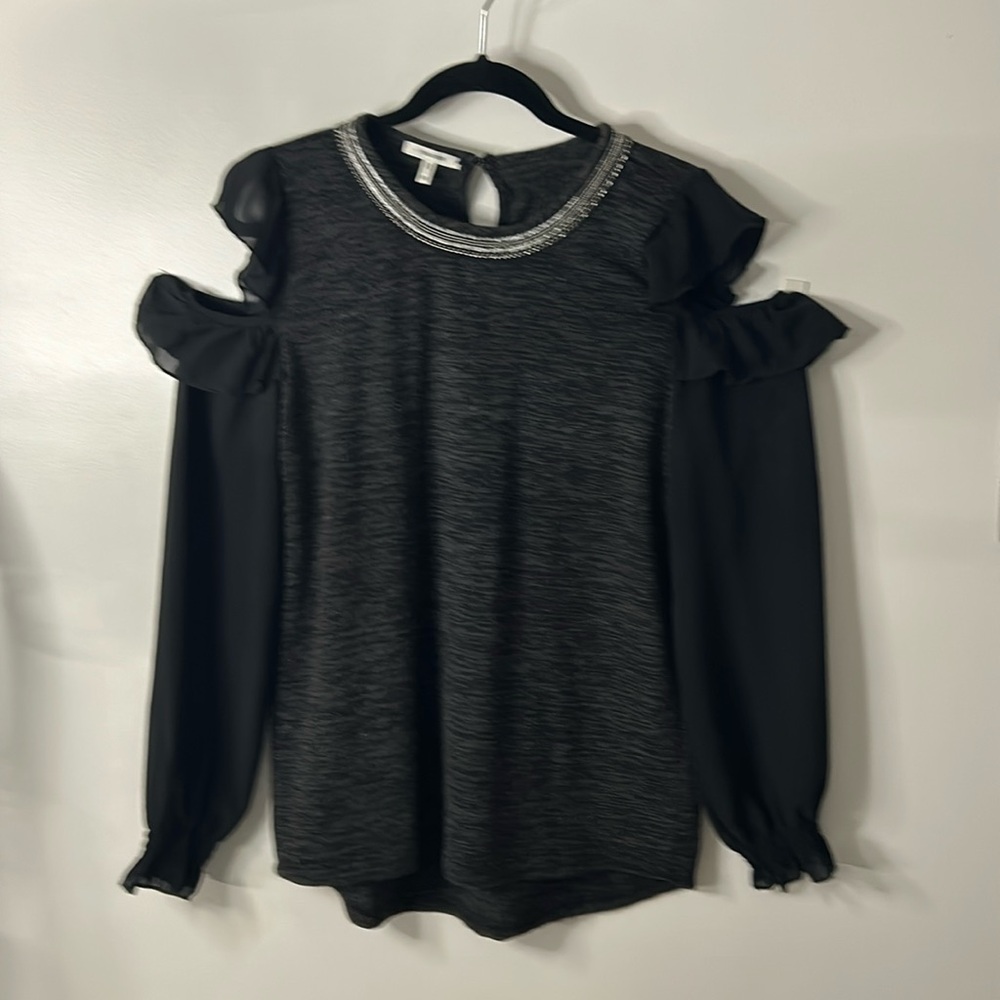 Maurices Embellished Neck/Cold Shoulder Top